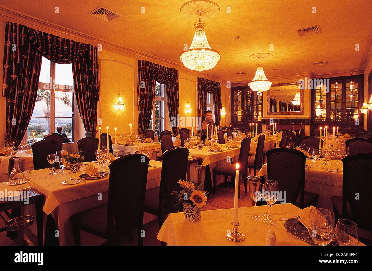 An indoor photograph of the noble restaurant 'Bosman`s' in Paarl, South Africa. (undated picture) | usage worldwide Stock Photo